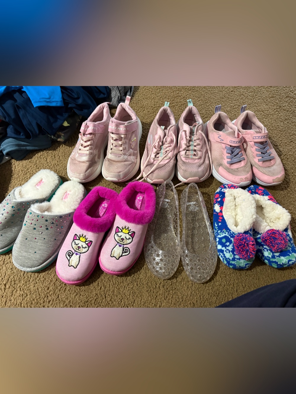 Girls shoe bundle 3 3.5 7pr sneakers jellies slippers